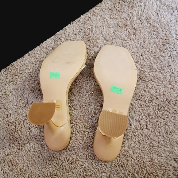 Cape Robbin Kassandra-Shi Clear Strap Nude Reverse Cone 4" High Heel 7 - Picture 9 of 10